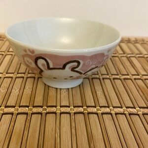 Cute Bunny Ceramic Rice Bowl in Pink and White